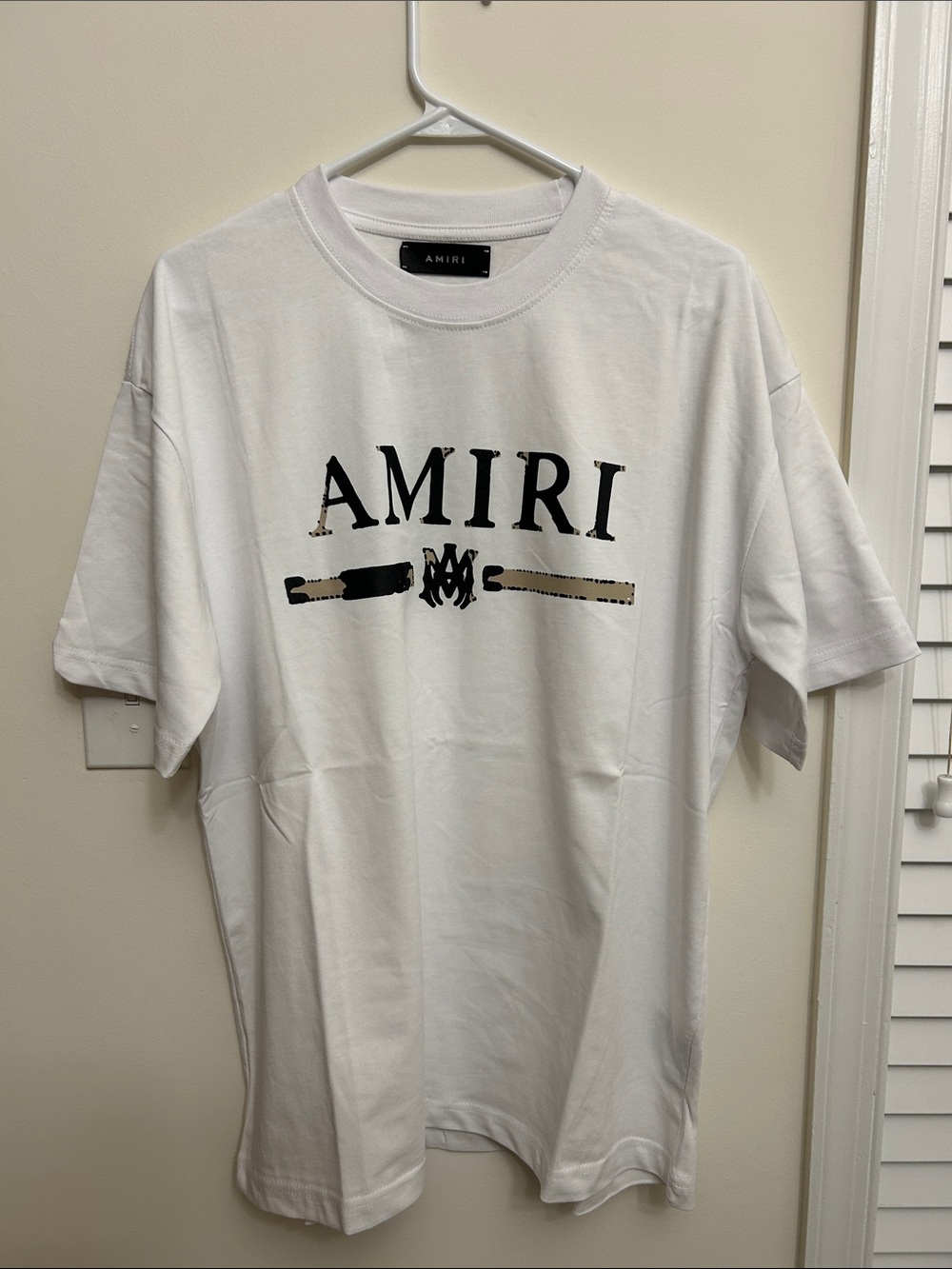 AMIRI White Graphic Logo Tee with Black Print